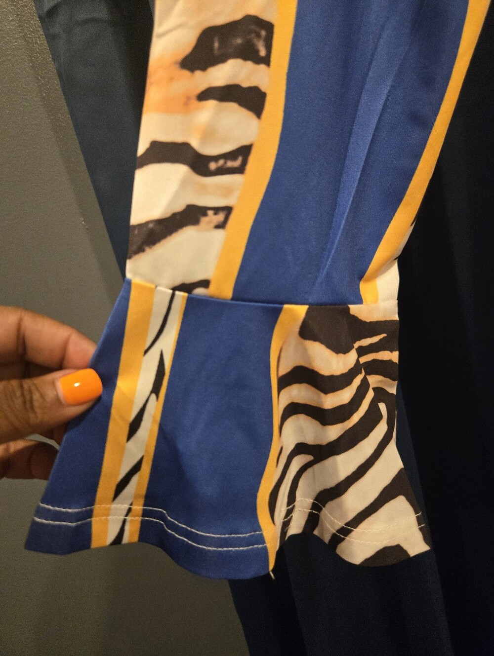 Blue Zebra-Print Cutout Jumpsuit - Picture 3 of 4